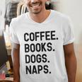 Vintage Coffee Books Dogs Naps Retro Men's V-Neck T-Shirt