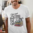 Vintage I Just Want To Read Books And Pet Cats Cat Raglan Baseball Tee Men's V-Neck T-Shirt Vintage I Just Want To Read Books And Pet Cats Cat Raglan Baseball Tee Men's V-Neck T-Shirt