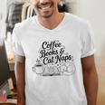 Vintage Retro Coffee Books & Cat Naps Men's V-Neck T-Shirt