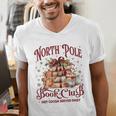 Vintage Retro North Pole Book Club Hot Cocoa Men's V-Neck T-Shirt Vintage Retro North Pole Book Club Hot Cocoa Men's V-Neck T-Shirt