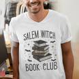 Vintage Salem Book Club Cat Bookish Spooky Halloween Men's V-Neck T-Shirt Vintage Salem Book Club Cat Bookish Spooky Halloween Men's V-Neck T-Shirt