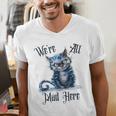 We'Re All Mad Here Cheshire Cat Alice Wonderland Book Kids Men's V-Neck T-Shirt