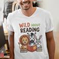 Wild About Reading Zoo Animals For Bookworm Book Reader Men's V-Neck T-Shirt Wild About Reading Zoo Animals For Bookworm Book Reader Men's V-Neck T-Shirt