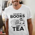 Women's Fueled By Books And Tea Book Lover Bookworm Reading Books Men's V-Neck T-Shirt
