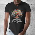 100th Day Of School Books Tree Reading Men's V-Neck T-Shirt