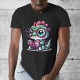 Adorable Book Lover Basilisk With Reading Glasses Cute Men's V-Neck T-Shirt