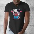 Adorable Book Lover Cow With Reading Glasses Cute Men's V-Neck T-Shirt