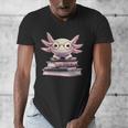 Axolotl Books Readsalotl Reading Bookworm Kawaii Axolotl Men's V-Neck T-Shirt Axolotl Books Readsalotl Reading Bookworm Kawaii Axolotl Men's V-Neck T-Shirt
