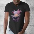 Axolotl Bookworm Reading Book Kawaii Graphic Men's V-Neck T-Shirt
