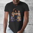 Back To School Afro Melanin Girl Reading Book Bookworm Men's V-Neck T-Shirt