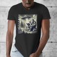 Bigfoot With Alien Reading A Book Bigfoot And UFO Men's V-Neck T-Shirt Bigfoot With Alien Reading A Book Bigfoot And UFO Men's V-Neck T-Shirt