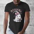 Boo Ghost Books Coquette Bow Halloween Women School Teacher Men's V-Neck T-Shirt