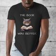 The Book Was Better Literature Teacher Reading Cat Lover Men's V-Neck T-Shirt