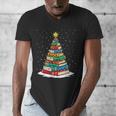 Book Christmas Tree Xmas Lights Book Lover Teacher Librarian Men's V-Neck T-Shirt Book Christmas Tree Xmas Lights Book Lover Teacher Librarian Men's V-Neck T-Shirt