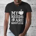 Book Coffee Dog Book My Needs Are Simple Men Women Kids Men's V-Neck T-Shirt