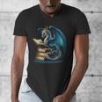 Book Lover Bookworm Reading Books Dragon Sci-Fi Character Men's V-Neck T-Shirt Book Lover Bookworm Reading Books Dragon Sci-Fi Character Men's V-Neck T-Shirt