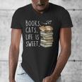 Book Lovers Books Cats Life Is Sweet Cat Lovers Men's V-Neck T-Shirt Book Lovers Books Cats Life Is Sweet Cat Lovers Men's V-Neck T-Shirt