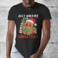 Book Reading Just Waiting For Christmas Gingerbread Men's V-Neck T-Shirt