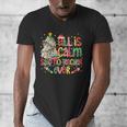 Book Tree All Is Calm Said No Teacher Ever Christmas Men's V-Neck T-Shirt
