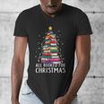 All Booked For Christmas Book Christmas Tree Lights Men's V-Neck T-Shirt All Booked For Christmas Book Christmas Tree Lights Men's V-Neck T-Shirt