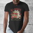 All Booked For Christmas Coquette Xmas Book Club Book Lovers Men's V-Neck T-Shirt