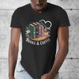 Books And Coffee Book Lover Bookish Green Book Theme Reading Men's V-Neck T-Shirt Books And Coffee Book Lover Bookish Green Book Theme Reading Men's V-Neck T-Shirt