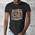 Books Are My Love Language Retro Groovy 70s Book Lover Men's V-Neck T-Shirt Books Are My Love Language Retro Groovy 70s Book Lover Men's V-Neck T-Shirt