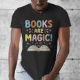 Books Are Magic Whimsical Retro Bookworm Men's V-Neck T-Shirt Books Are Magic Whimsical Retro Bookworm Men's V-Neck T-Shirt