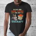 BOOKS AND MAINE COONS ARE MY THERAPY Main Coon Men's V-Neck T-Shirt BOOKS AND MAINE COONS ARE MY THERAPY Main Coon Men's V-Neck T-Shirt