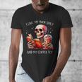 I Like My Books Spicy And My Coffee Icy Skeleton Men's V-Neck T-Shirt