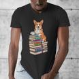 Bookworm Corgi Reading Books Drinking Coffee Dog Lover Men's V-Neck T-Shirt Bookworm Corgi Reading Books Drinking Coffee Dog Lover Men's V-Neck T-Shirt