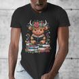 Bookworm Cute Baby Highland Cow Reading Book Men's V-Neck T-Shirt Bookworm Cute Baby Highland Cow Reading Book Men's V-Neck T-Shirt