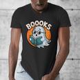 BOOOKS Cute Ghost Reading Books Halloween Men's V-Neck T-Shirt BOOOKS Cute Ghost Reading Books Halloween Men's V-Neck T-Shirt