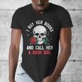 I Buy Her Books And Call Her A Good Girl Skull Rose Bookworm Men's V-Neck T-Shirt I Buy Her Books And Call Her A Good Girl Skull Rose Bookworm Men's V-Neck T-Shirt