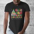 All Is Calm Said No Teacher Ever Book Christmas Tree Men's V-Neck T-Shirt