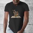 Cat Book Flowers Men's V-Neck T-Shirt