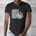 Cat On Books Pets Cats Reading Book Nerd Read Reader Bookcat Men's V-Neck T-Shirt