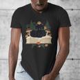 Cat On Open Book Mushrooms Ferns Dark Academia Men's V-Neck T-Shirt