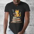 Cat Reading Books Men's V-Neck T-Shirt