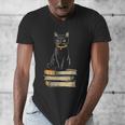 Cat Sitting On Books Men's V-Neck T-Shirt Cat Sitting On Books Men's V-Neck T-Shirt
