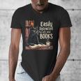 Cats And Books Book & Cat Lover Easily Distracted By Men's V-Neck T-Shirt Cats And Books Book & Cat Lover Easily Distracted By Men's V-Neck T-Shirt