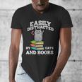 Cats And Books Read Reading Librarian Book Across America Men's V-Neck T-Shirt