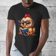 Chicken Reading a Book Farm Animal Chick Men's V-Neck T-Shirt Chicken Reading a Book Farm Animal Chick Men's V-Neck T-Shirt