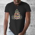 Christmas Book Reading Reader Xmas Bibliophile -Adult Christmas Tree Book Modern Men's V-Neck T-Shirt