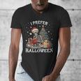 Christmas Outfit I Prefer Halloween Book Reading Skeleton Men's V-Neck T-Shirt Christmas Outfit I Prefer Halloween Book Reading Skeleton Men's V-Neck T-Shirt