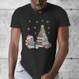 Christmas A Penguin Reading Book Snowflake Cocoa Hot Teacher Men's V-Neck T-Shirt Christmas A Penguin Reading Book Snowflake Cocoa Hot Teacher Men's V-Neck T-Shirt