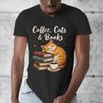 Coffee Cats & Books Lover For Women & Girls Coffee Men's V-Neck T-Shirt