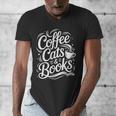 Coffee Cats & Books Reading Book Lover Reader Men's V-Neck T-Shirt Coffee Cats & Books Reading Book Lover Reader Men's V-Neck T-Shirt