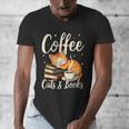 Coffee Cats And Books Lover For Women & Men Coffee Men's V-Neck T-Shirt Coffee Cats And Books Lover For Women & Men Coffee Men's V-Neck T-Shirt