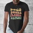 Colorful Dogs Books Plants Repeat Men's V-Neck T-Shirt Colorful Dogs Books Plants Repeat Men's V-Neck T-Shirt